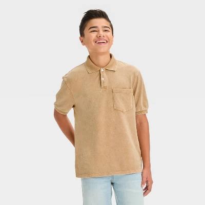 Boys' Short Sleeve Washed Polo Shirt - Art Class™ Tan S : Target