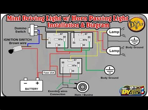 How to install Mini Driving Light with Horn passing light connection @Dy Moto Tech and Dy I.Y Tv ...