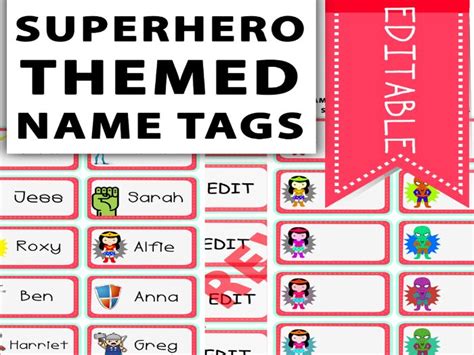 Superhero Themed Name Tags | Teaching Resources