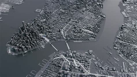 Aerial View of Manhattan 3d map in New York city, Motion Graphics | VideoHive