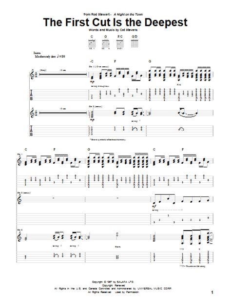 The First Cut Is The Deepest by Rod Stewart - Guitar Tab - Guitar Instructor