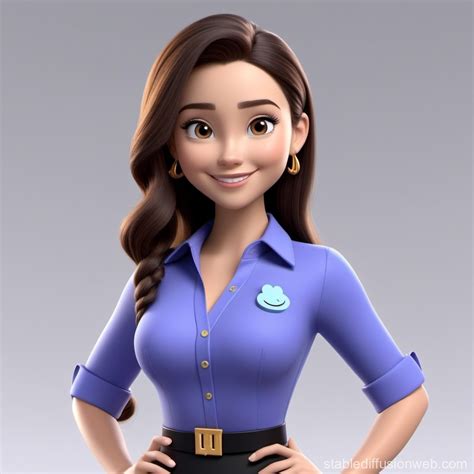 3D Disney-Pixar Style Avatar of Woman in Purple Shirt | Stable Diffusion Online