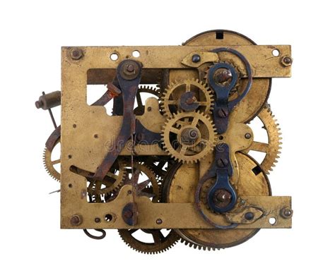 Old Vintage Wall Clock Mechanism Isolated Stock Image - Image of metal, clockwork: 276745003