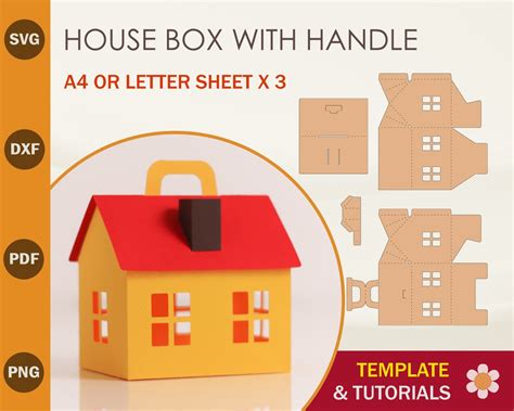 House Box SVG Template, Paper House Template, Box With Handle, Cricut ...