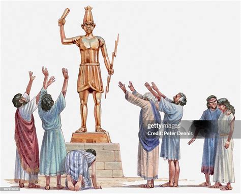 Illustration Of Israelites Abandoning God And Worshipping Idols Book Of Judges High-Res Vector ...