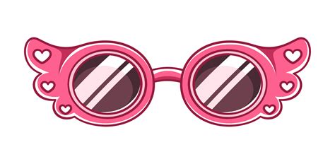 Hot pink shades sunglasses with heart pattern clipart. Funky party glasses eyewear cartoon ...