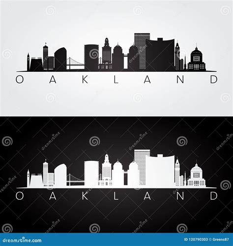 Oakland, USA Skyline and Landmarks Silhouette Stock Vector ...