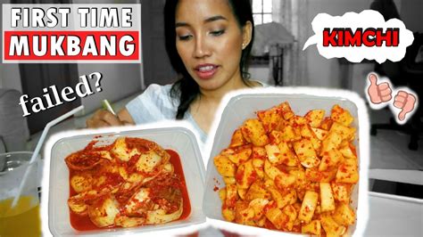 FIRST TIME MUKBANG – KIMCHI CABBAGE & RADISH + CRUNCHY SOUND | Mega Kristin