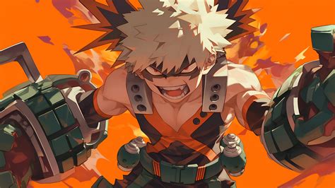 My Hero Academia Katsuki Bakugo Orange Desktop Wallpaper 4K