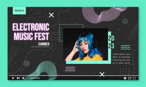 Free Vector | Flat design electronic music youtube thumbnail