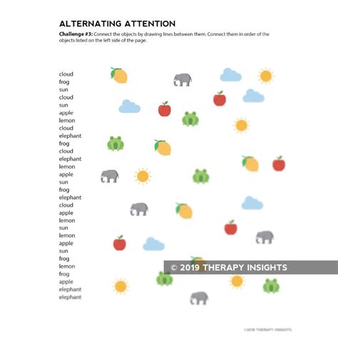 Visual Alternating Attention Tasks: Colors and Objects – Adult and pediatric printable resources ...