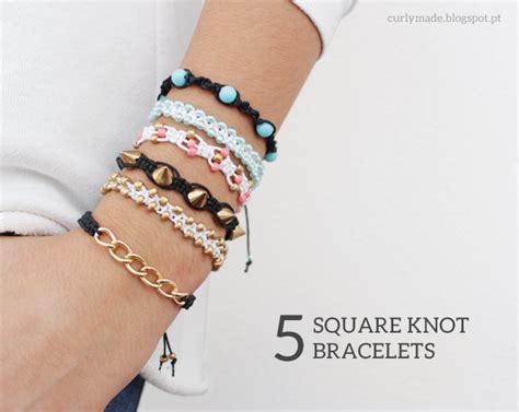 DIY 5 Different Square Knot Bracelets - Curly Made