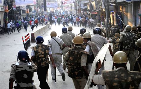 Violence in Varanasi during religious protest, police attacked