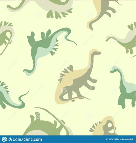 Green Seamless Dinosaur Pattern with Hearts on Backs. Children S Print ...