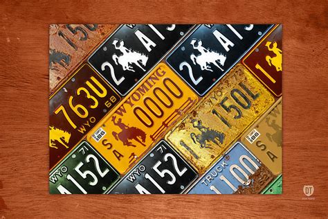 Wyoming State License Plate Map Mixed Media by Design Turnpike - Fine Art America