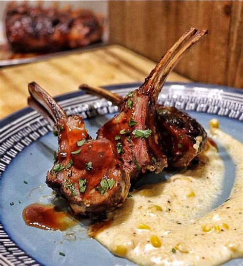 BBQ Lamb Chops with Smoked Gouda Grits - Kenneth Temple