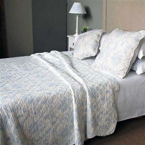 Antique Blue Toile Quilted Bedspread - Home & Lifestyle from The Luxe Company UK