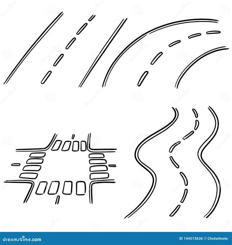 Vector set of road stock vector. Illustration of lane - 144513636