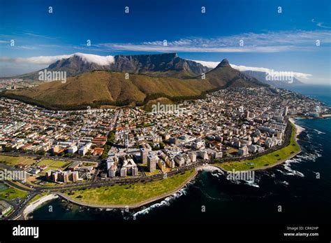 Table Mountain, aerial view, overlooking Cape Town, Western Cape, South Africa, Africa Stock ...