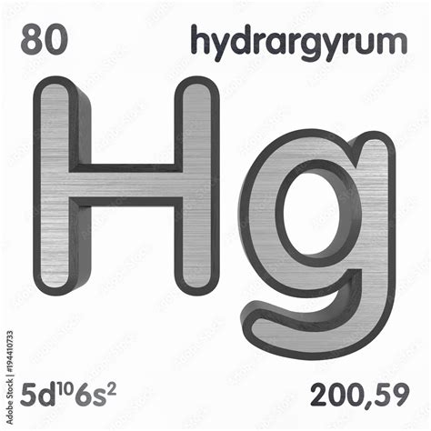 Mercury (Hg) or Hydrargyrum. Chemical element sign of periodic table of ...