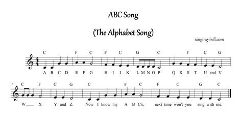 Image result for musical scores with lyrics for children's songs | Abc ...