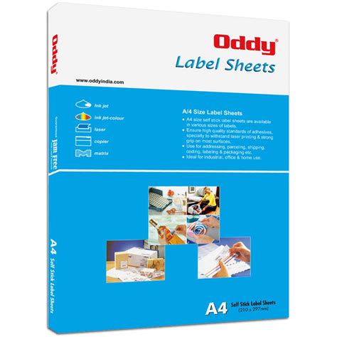 Oddy A4 Self Adhesive Paper Label Stickers for Laser & Inkjet Printers ...