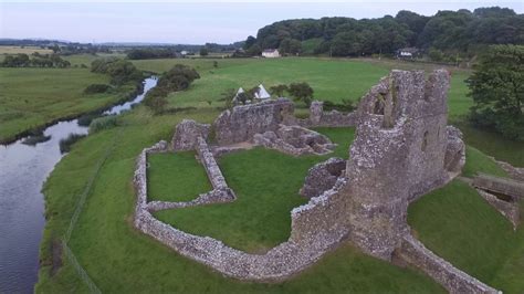 Ogmore Castle,nr Bridgend, South Wales. 900 year old ruin filmed by air - YouTube