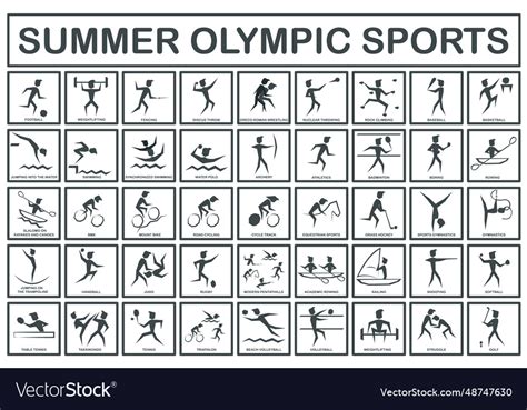 Summer olympic sports set of icons Royalty Free Vector Image