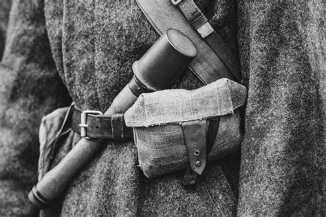 The Grenade in His Belt from a Red Army Greatcoat Stock Photo - Image ...