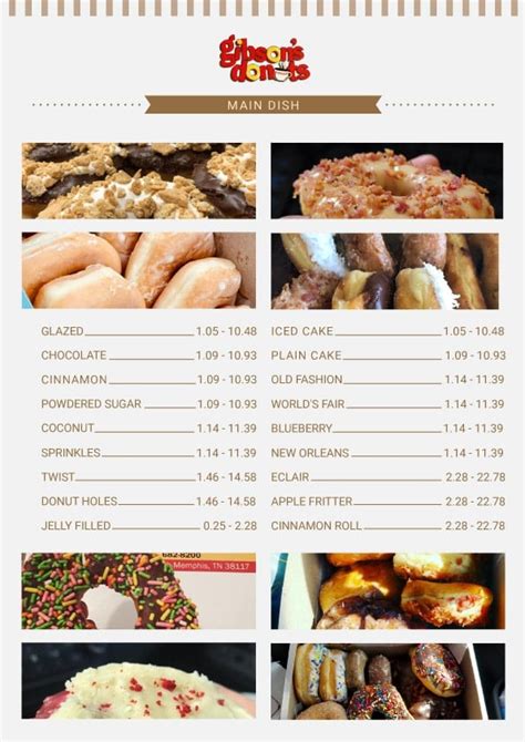 GIBSON’S DONUTS MENU (Updated December 2024)