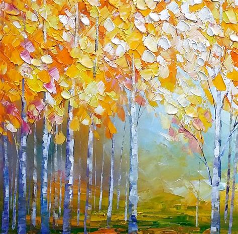 Birch Tree Painting, Abstract Landscape Art, Living Room Wall Art, Canvas Art, Abstract Art ...