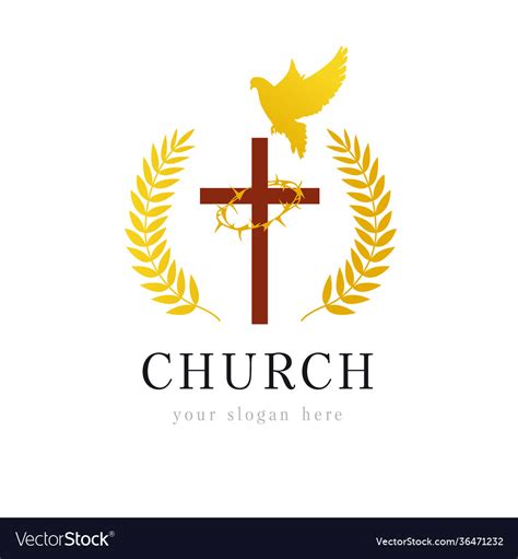 Dove cross thorns church logo Royalty Free Vector Image