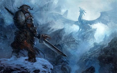 The Elder Scrolls V: Skyrim, The Elder Scrolls, Fantasy Art, Dragon, Artwork, Sword Wallpapers ...