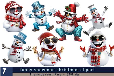 Funny Snowman Clipart, Winter Christmas Graphic by Md Shahjahan · Creative Fabrica