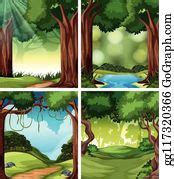750 Set Of Tropical Rainforest Background Clip Art | Royalty Free - GoGraph