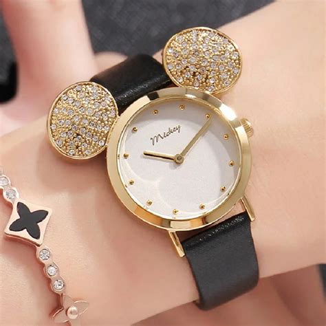 2018 New Disney Watch Women Cute Mickey Mouse Gold Girls Watches ...