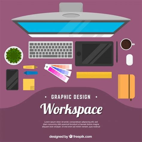 Download Graphic Design Workspace Background With Desk And Tools for free