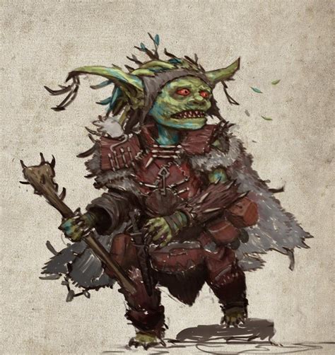 [OC][ART] Barkskin Goblin Druid - Circle of the mountain. Drawn for a ...