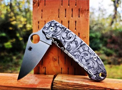 Spyderco PM3 – Leaf Scroll – Laser Engraved Titanium Knife Scales – Paramilitary 3 – EDC Gear ...