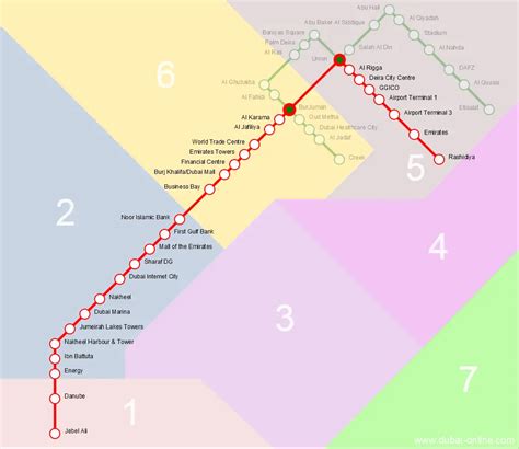Dubai Metro Red Line - Stations, Route Map