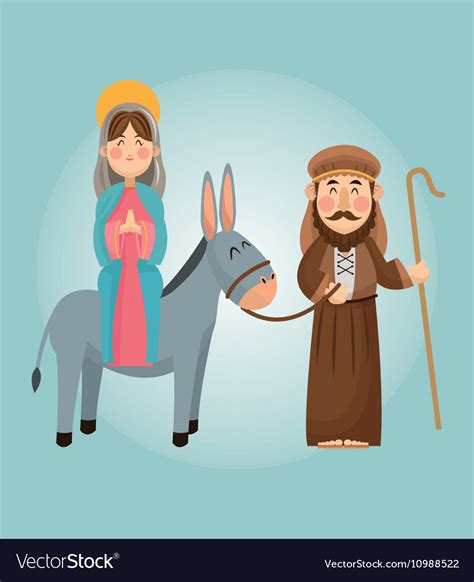 Mary And Joseph On A Donkey Cartoon And joseph also went up from galilee from the town of ...