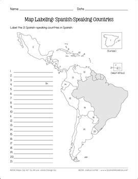 map labeling spanish speaking countries worksheet