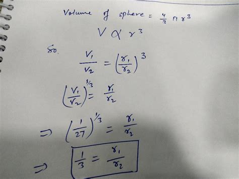 The ratio of radii of two spheres is 2 : 3. Find the ratio of their ...