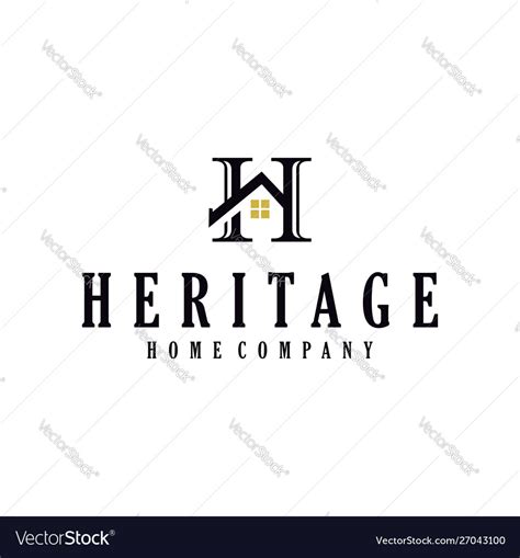 Letter h heritage home logo design Royalty Free Vector Image