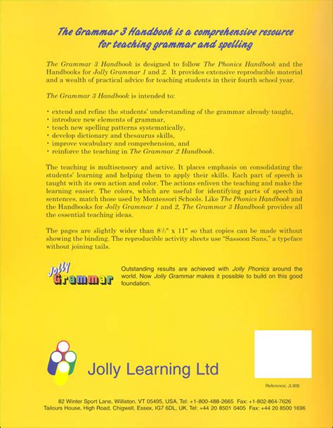 Jolly Phonics Grammar 3 Handbook (Print Letters) | Jolly Phonics ...