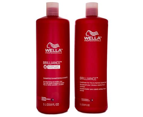 Wella Brilliance Shampoo and Conditioner Liter Duo for Fine Colored Hair 2 x 33.8 oz (1 Liter ...