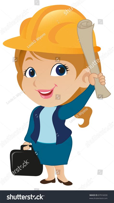 Cute Female Architect Stock Vector 87916030 - Shutterstock