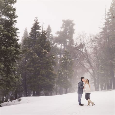 Green Valley Lake Snowy Engagement | Hien & Hieu