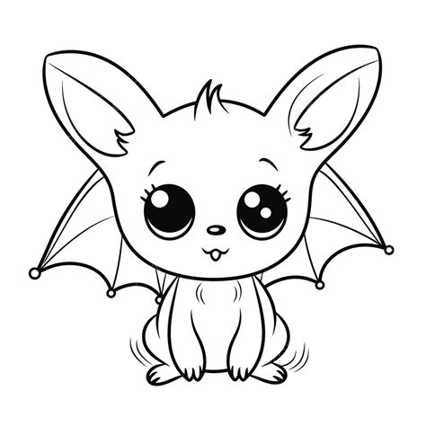 Cute Baby Bat Coloring Pages Outline Sketch Drawing Vector, Easy Bat Drawing, Easy Bat Outline ...