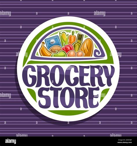 Vector logo for Grocery Store, white sign with cooking oil, french ...